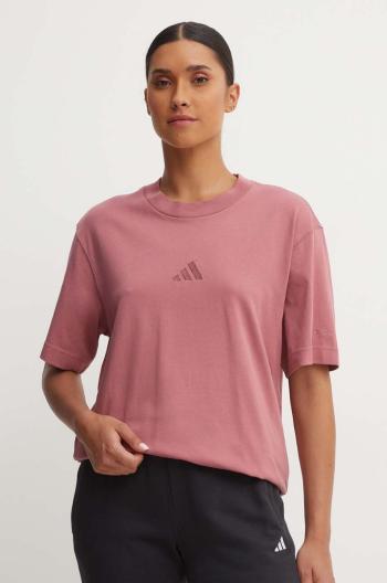 Bavlněné tričko adidas All SZN růžová barva, IY6786