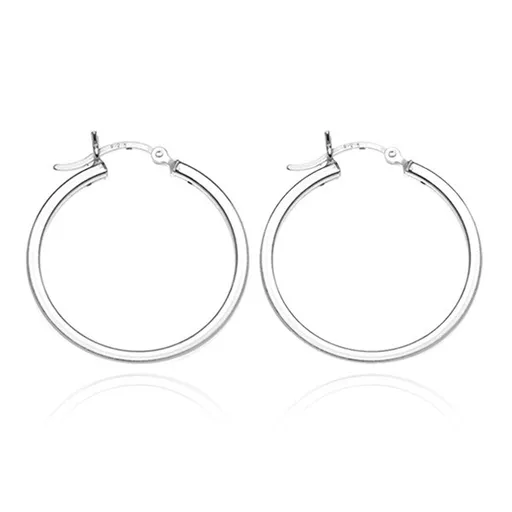 Stříbrné kruhové náušnice 925 - hladký čtyřhranný obvod, 19 mm