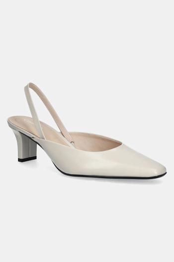 Kožené lodičky Calvin Klein HEEL SLING PUMP 50 - BRS béžová barva, HW0HW02448