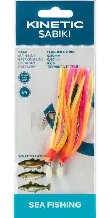 Kinetic návazec sabiki flasher uv orange yellow pink 150 cm 7/0