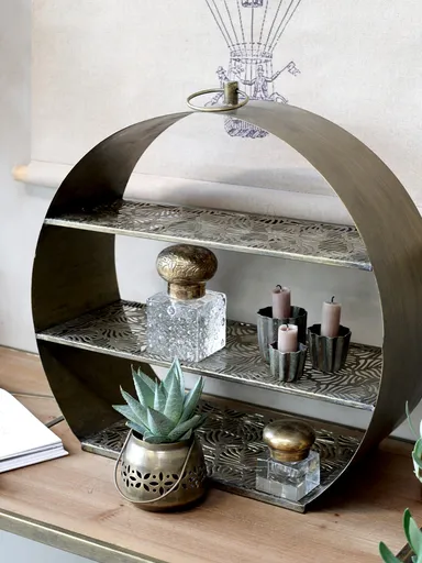 Mosazná antik kulatá polička Arles - Ø 46*13cm Chic Antique