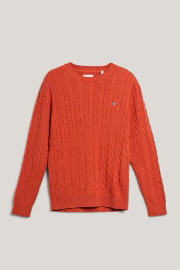 SVETR GANT COTTON CABLE C-NECK DEEP ORANGE