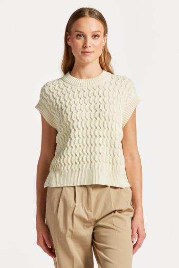 VESTA GANT COTTON TEXTURE C-NECK VEST CREAM3