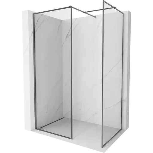 MEXEN/S Kioto-XF Sprchová zástěna WALK-IN s rámem 130x100 cm transparent 10 mm grafit kartáčovaná 800-130-202-04-66-100-XF