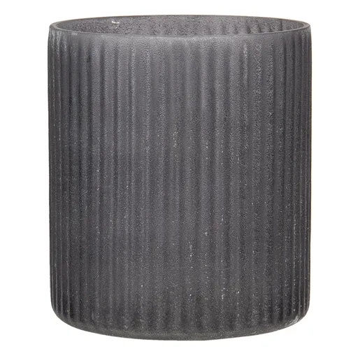 Šedý válcovitý skleněný svícen Varhan - Ø 10*12 cm Clayre & Eef