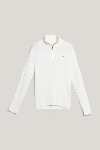 SVETR GANT STRETCH COTTON CABLE HALF-ZIP EGGSHELL