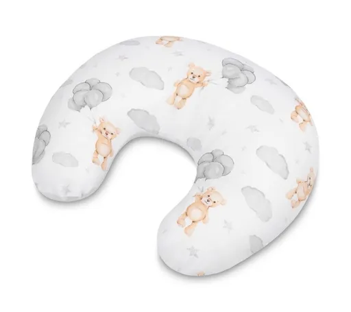 SENSILLO Kojící polštář, podkova, mušelín, bavlna Medvídek, šedý