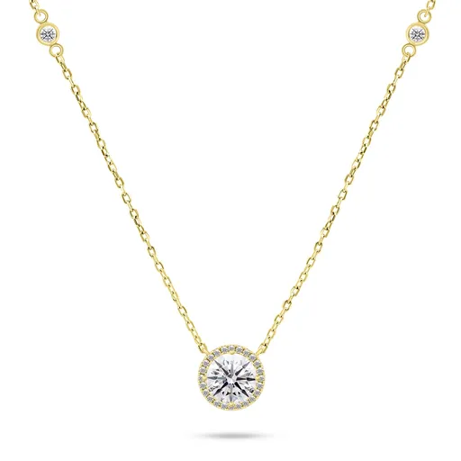 Brilio Silver Třpytivý pozlacený náhrdelník se zirkony NCL87Y