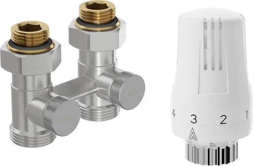 MEXEN/S G01 středová termostatická souprava pro radiátor DN50, středová 1/2"x3/4", nikl W912-012-918-01