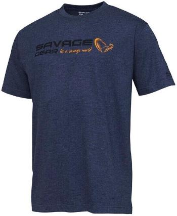 Savage Gear Tričko Signature Logo T-Shirt Blue Melange L