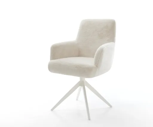 Jídelní židle Heira-Flex s područkami plyšový manšestr krémová