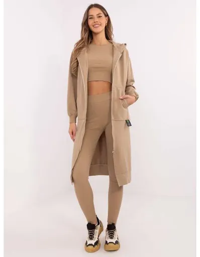 Tmavě béžová třídílná souprava s legínami