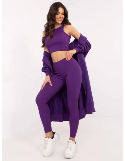 Tmavě fialová tepláková souprava s dlouhou mikinou