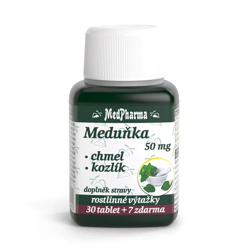 MedPharma Meduňka 50 mg + Chmel + Kozlík 37 tablet