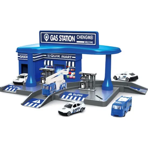 Policejní čerpací stanice a 2 autíčka (CM559-32B)
