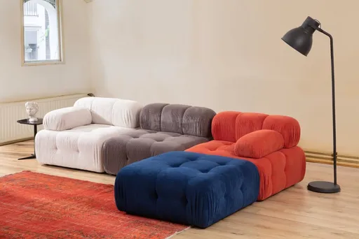 Rohová sedací souprava Doblo 3 Seater with Pouffe ( L1-O1-1R-Pouffe) - Multicolor