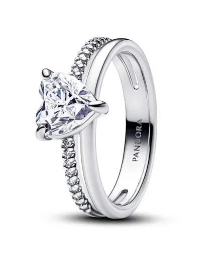 Pandora Blyštivý stříbrný prsten se zirkony Timeless 193100C01 58 mm