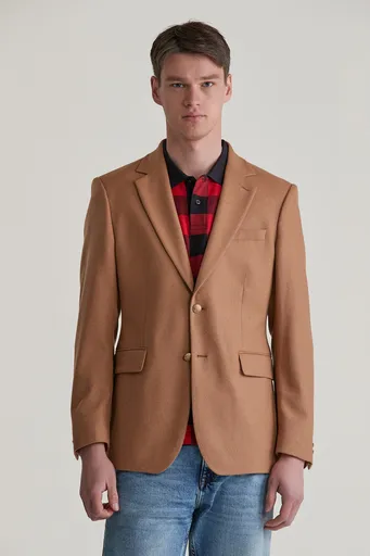 SAKO GANT SLIM WOOL FLANNEL CLUB BLAZER CARAMEL BEIGE