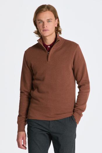 MIKINA GANT SACKER RIB HALF ZIP WEATHERED BROWN