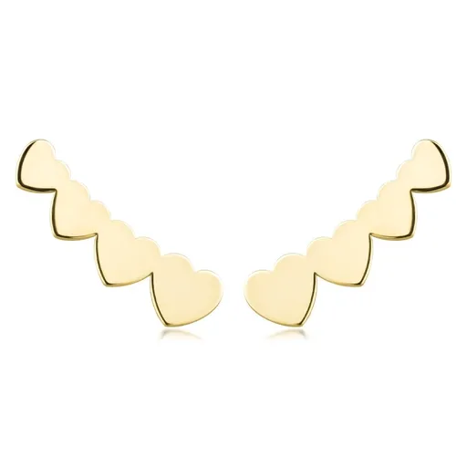 Zlaté náušnice ze žlutého zlata 585 - plochá linie srdce, oblouk, puzetky