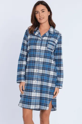 Dámská flanelová noční košile DEBBIE S Modrá