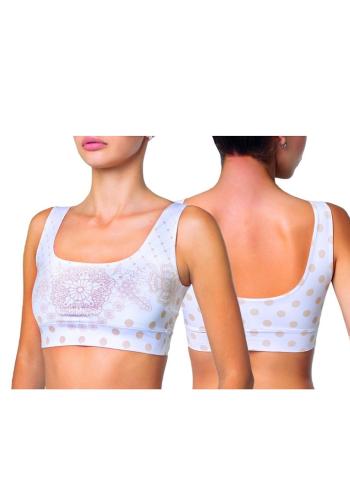 Dámský Crop Top Meméme Polka Dot Chamomile L Bílá