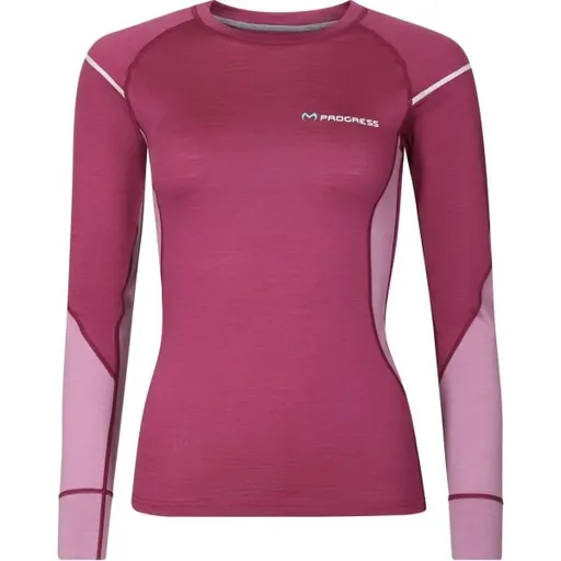 PROGRESS MERINO LS Dámské funkční Merino triko, vínová, velikost