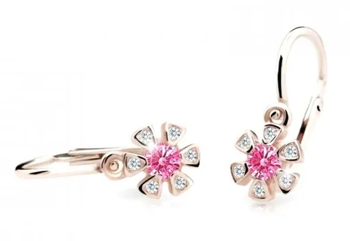 Cutie Jewellery Dětské náušnice z růžového zlata C2156-10-X-4 fuchsiová