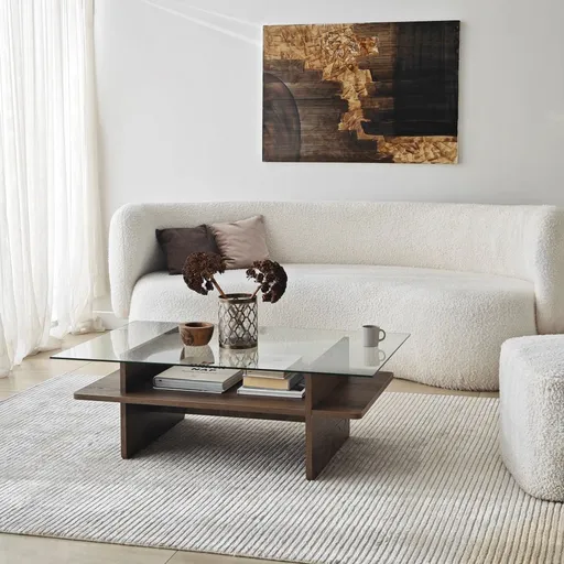 Konferenční stolek Saga Rectangle - Walnut, Transparent