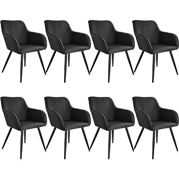 8× Židle Marilyn lněný vzhled, černá (404085)