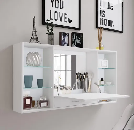 VCM Toaletní stolek se zrcadlem Teala, bílý