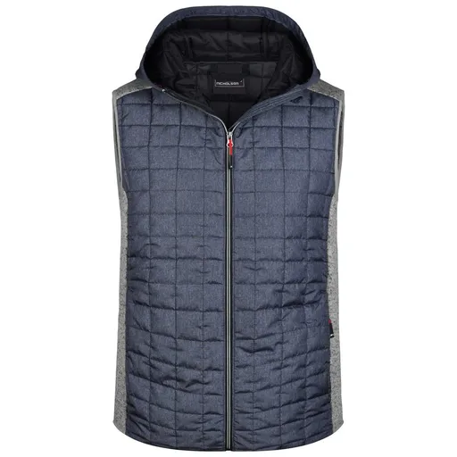 James & Nicholson (Daiber) Pánská prošívaná vesta JN768 - Světle šedý melír / antracitový melír | L