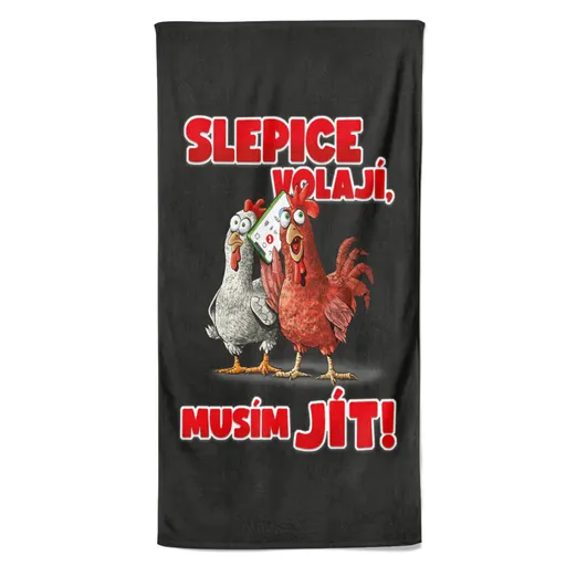 Osuška Slepice volají (Velikost osušky: 100x170cm)