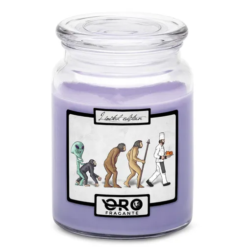 Svíčka Evoluce kuchaře (Vůně svíčky: Levandule)