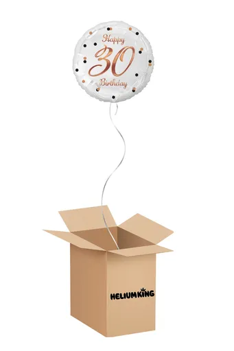 HeliumKing Balónový box - Happy Birthday bílo/růžový 30