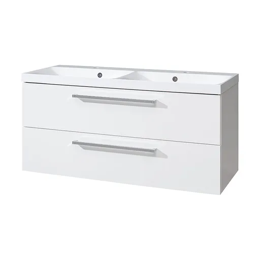 Mereo Bino, koupelnová skříňka s umyvadlem z litého mramoru 121 cm, bílá CN663M