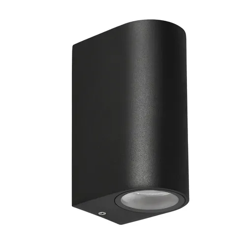 Zahradní lampa Lobelia, zaoblená fasáda, 9,4x15cm, černá, 2x35W, GU10, IP44