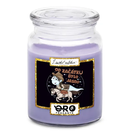 Svíčka Koňařská spermie – žena (Vůně svíčky: Levandule)