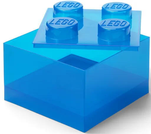 LEGO úložný box 4 s víkem - průhledná modrá