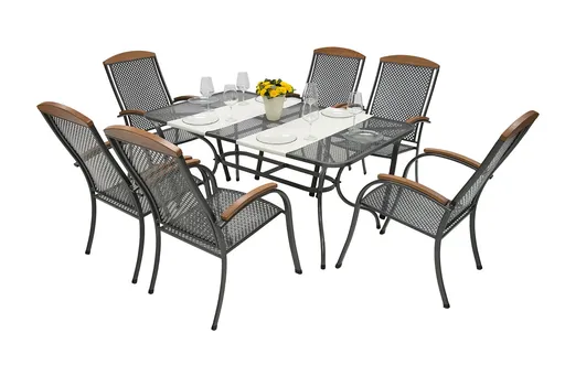 DEOKORK Zahradní kovová sestava PROVENCE I. 1+6 Stůl obdelníkový 145x 90 cm