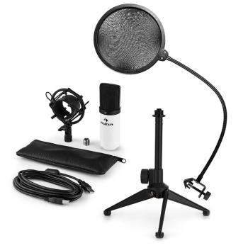 Auna MIC-900WH V2, USB mikrofonní sada, kondenzátorový mikrofon + pop-filter + stolní stativ