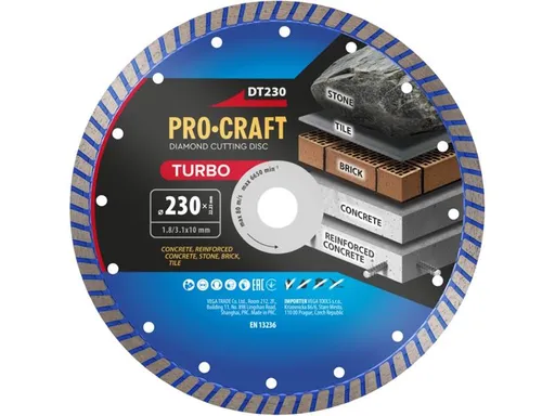 Kotouč řezný diamantový 230mm PROCRAFT DT230 Turbo