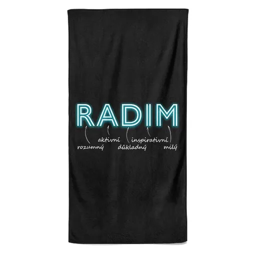 Osuška Mužská jména – NEON (Jméno: Radim, Velikost osušky: 100x170cm)