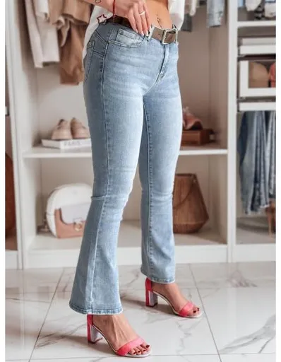 Dámské džínové kalhoty do zvonu s páskem MODELISS modré