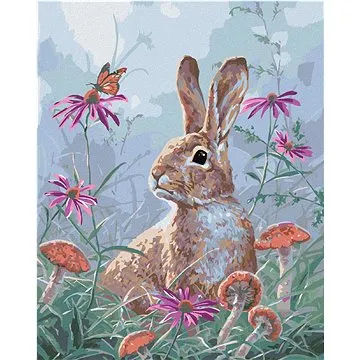 Zuty - Malování podle čísel - ZAJÍC, MOTÝL, KVĚTINY A HOUBY (ABRAHAM HUNTER), 80x100 cm, vypnuté plá (HRAmmb06323nad)