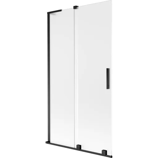 MEXEN/S Velar L dvoukřídlá posuvná vanová zástěna 100 x 150, dekor, černá 896-100-003-31-70