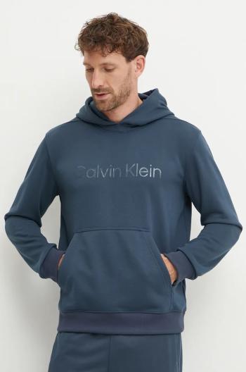 Tréninková mikina Calvin Klein Performance modrá barva, s kapucí, s aplikací, 00GMF4W302