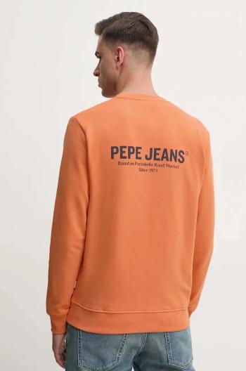 Mikina Pepe Jeans SAM CREW pánská, oranžová barva, s potiskem, PM582703