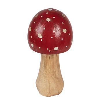 Červeno-hnědá dřevěná dekorace muchomůrka Mushroom L - Ø 8*16 cm 6H2309L