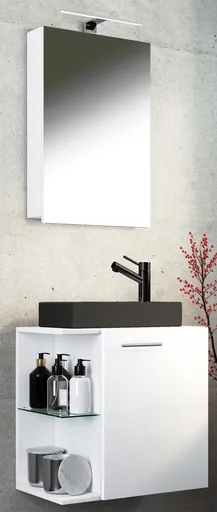 VCM 3dílné umyvadlo pro hosty Hausa BL se zrcadlem, bílé